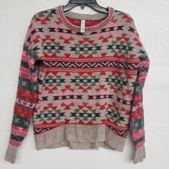 Aeropostale Crew Neck Aztec Knit Holiday Cand canes, Sweater Sz Small - Picture 1 of 5